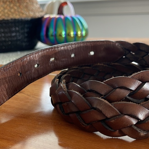 Mens Coach 40” Brown leather braided belt - Picture 4 of 8